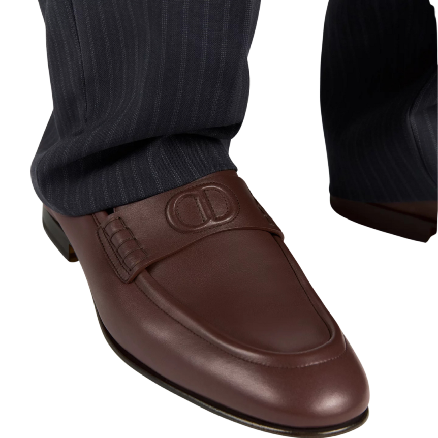 Mocassin DIOR Timeless Flex cuir veau lisse marron logo CD