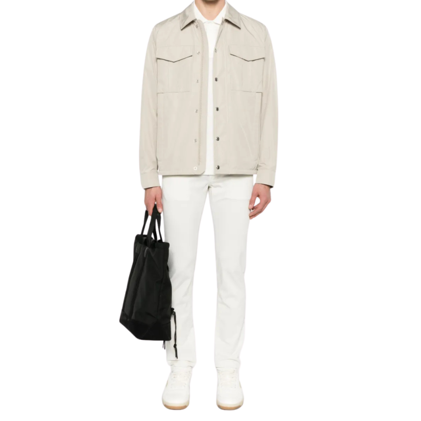 Surchemise MONCLER Frema veste bouton pression nylon beige