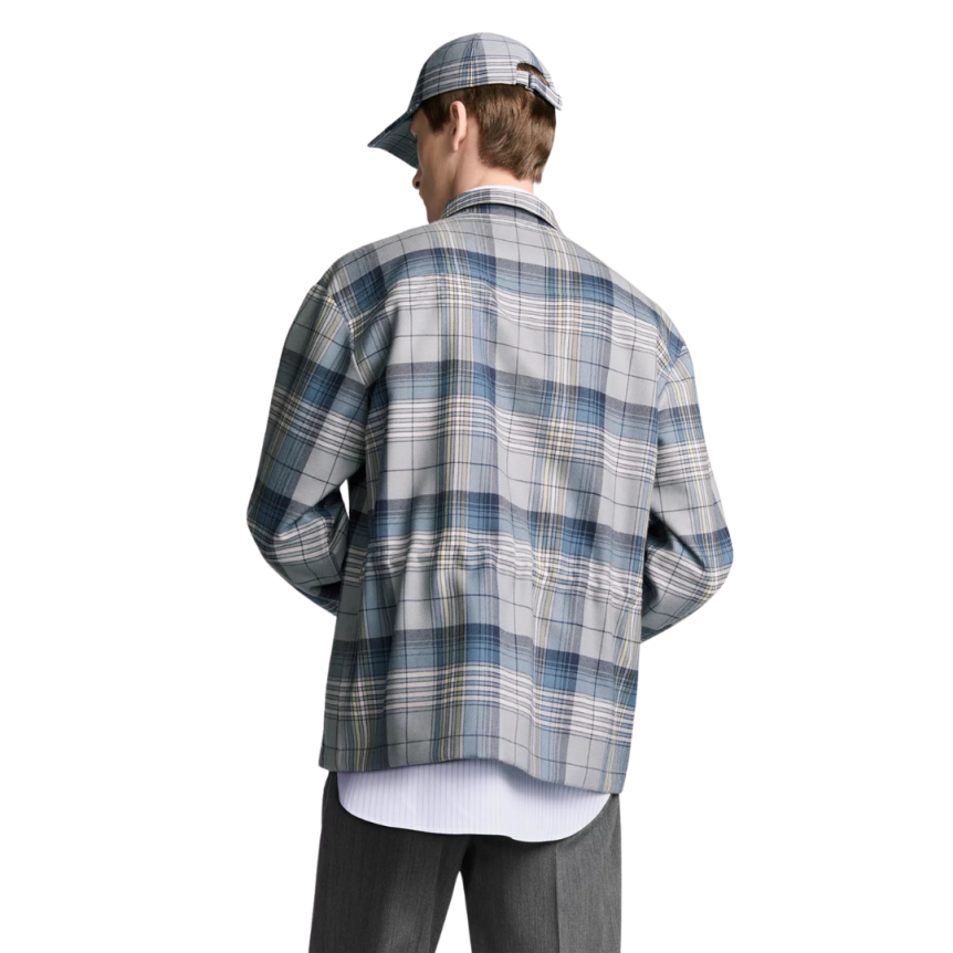 Veste Surchemise zippée DIOR laine carreaux gris