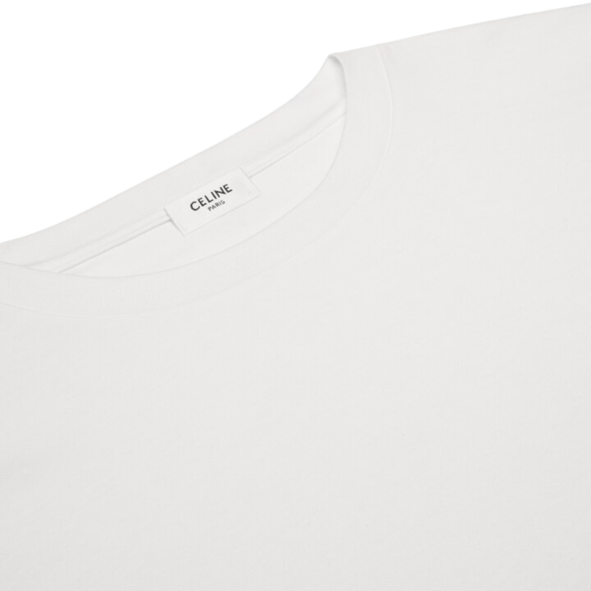 T-shirt loose CELINE coton blanc broderie Triomphe noir