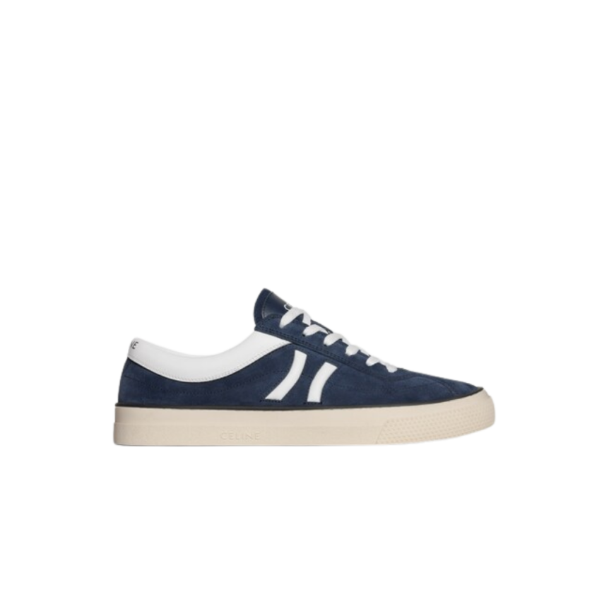 Baskets basses CELINE Sunset daim bleu marine bande blanche