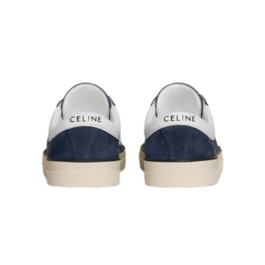 Baskets basses CELINE Sunset daim bleu marine bande blanche