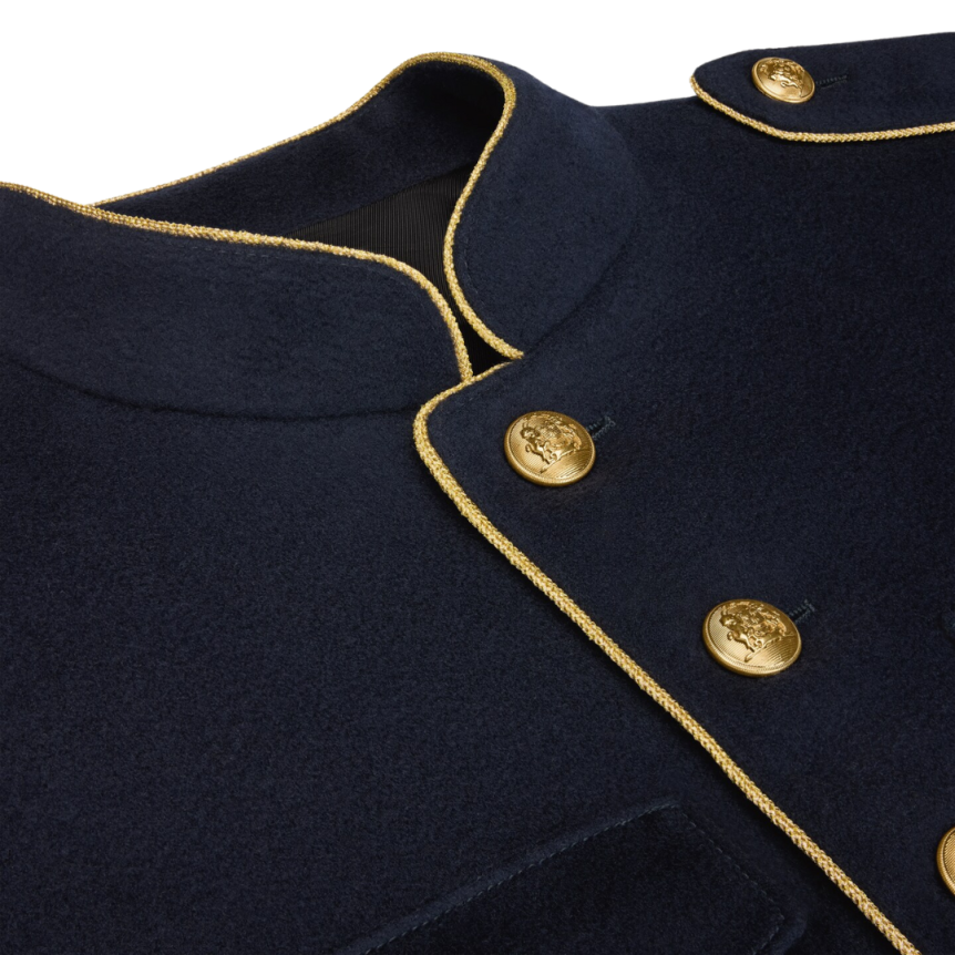 Veste spencer militaire CELINE bleu marine ganse boutons dorés