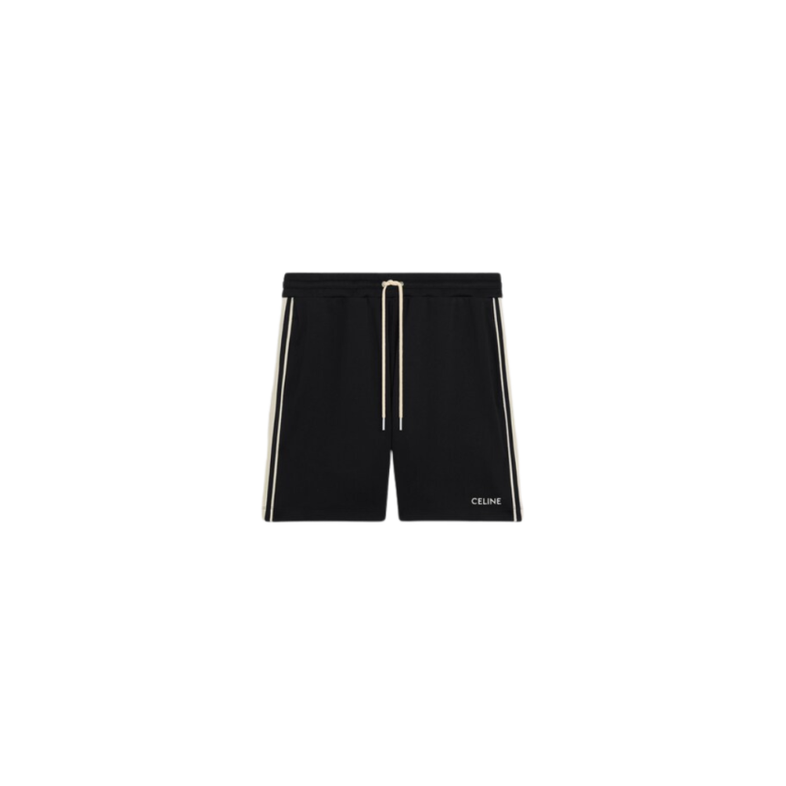 short survêtement CELINE jersey noir broderie Céline bande écrue