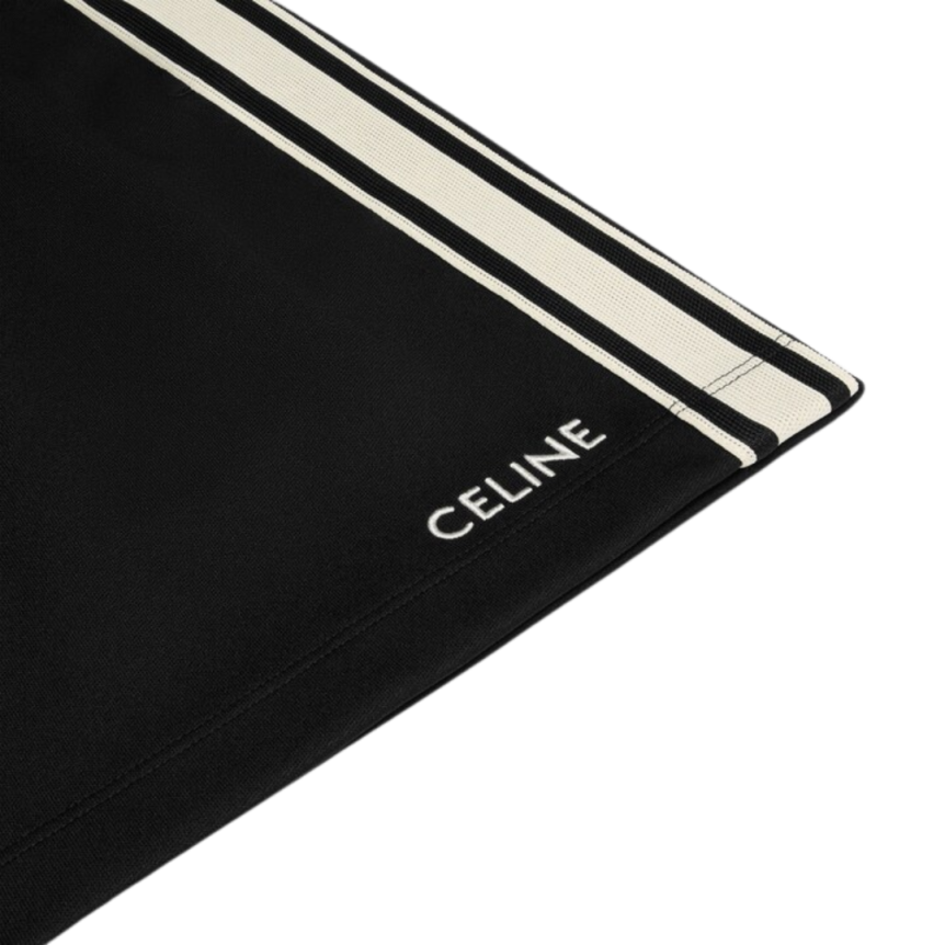 short survêtement CELINE jersey noir broderie Céline bande écrue