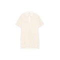 Robe courte col polo coton crochet crème