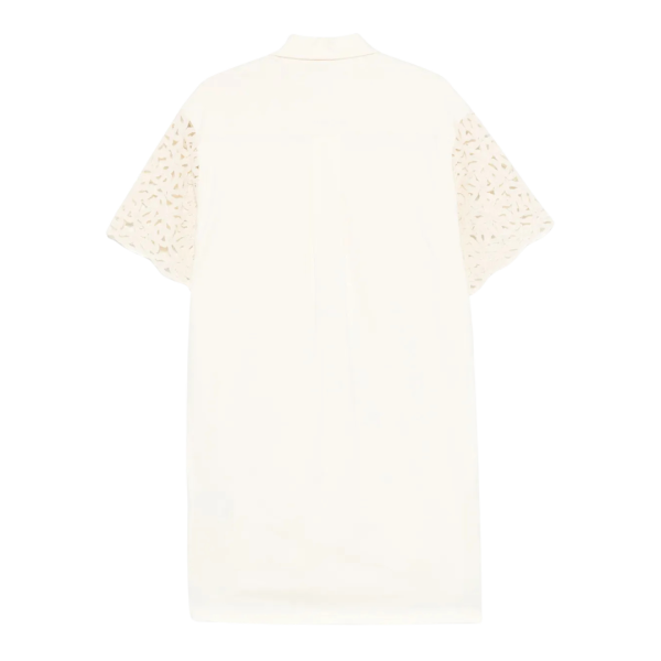 Robe courte MONCLER col polo coton crochet crème