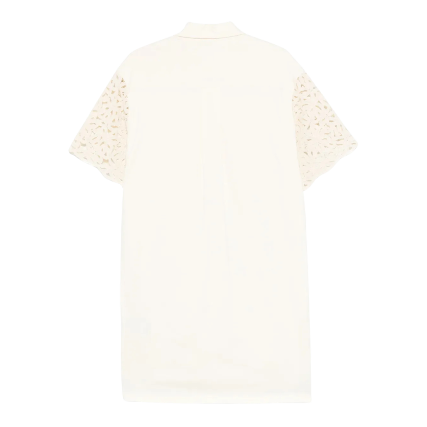 Robe courte MONCLER col polo coton crochet crème