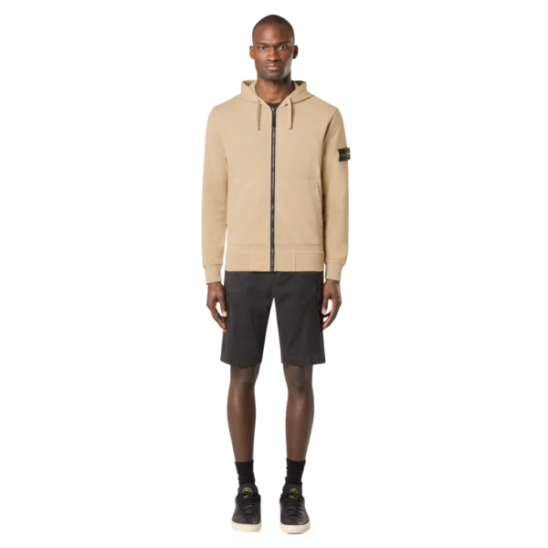 Sweat-shirt zippé à capuche STONE ISLAND coton molleton beige