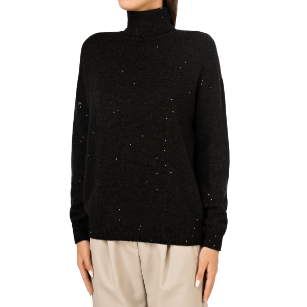 Pull col roulé BRUNELLO CUCINELLI noir sequins