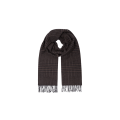 Echarpe cachemire laine carreaux prince de galles marron