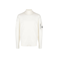 Pull col roulé laine mélangée maille fine blanc