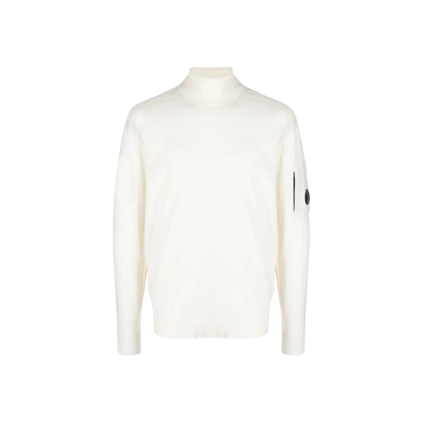 Pull col roulé CP COMPANY laine mélangée maille fine blanc