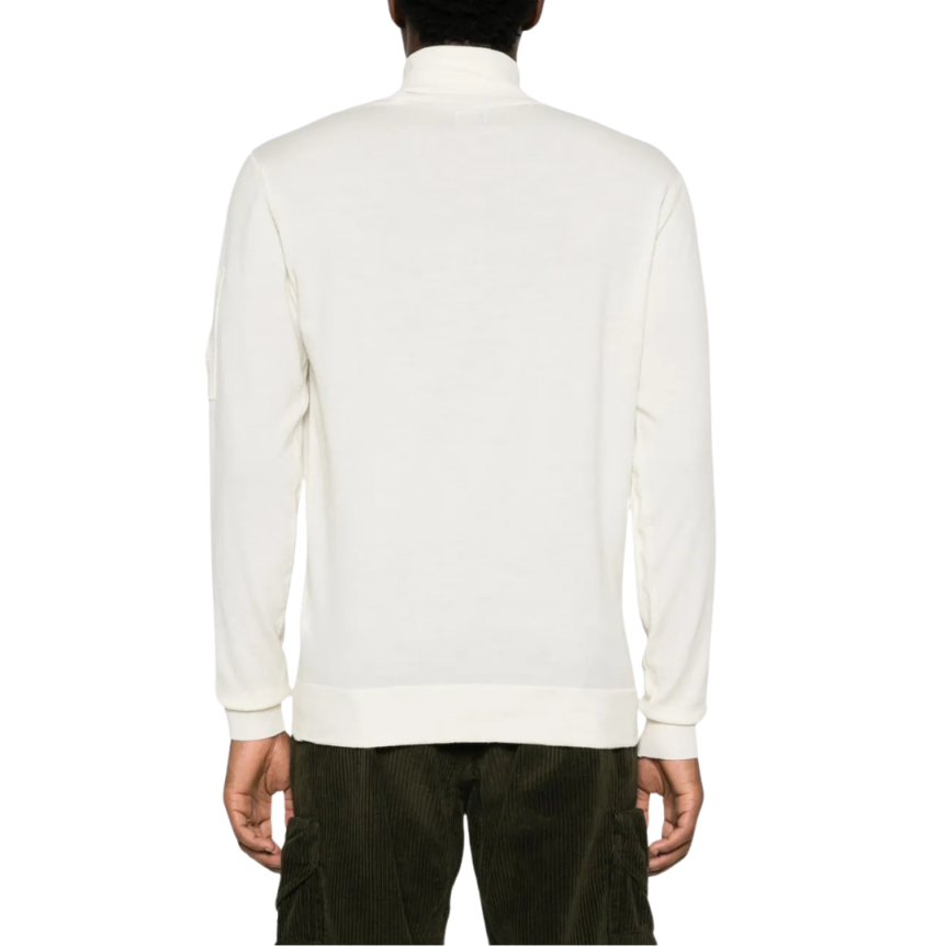 Pull col roulé CP COMPANY laine mélangée maille fine blanc