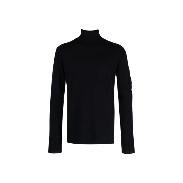 Pull col roulé CP COMPANY laine mélangée maille fine noir