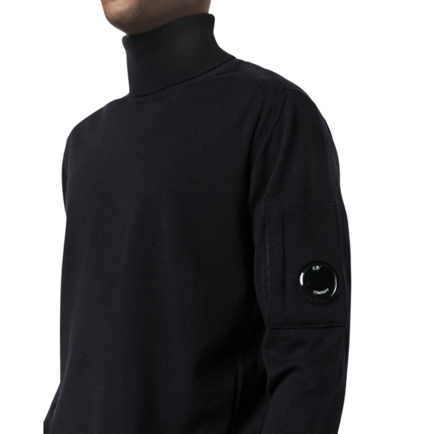 Pull col roulé CP COMPANY laine mélangée maille fine noir
