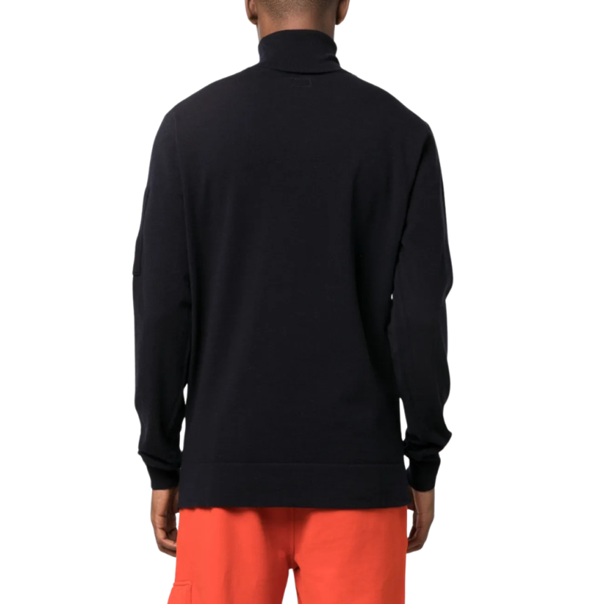 Pull col roulé CP COMPANY laine mélangée maille fine noir