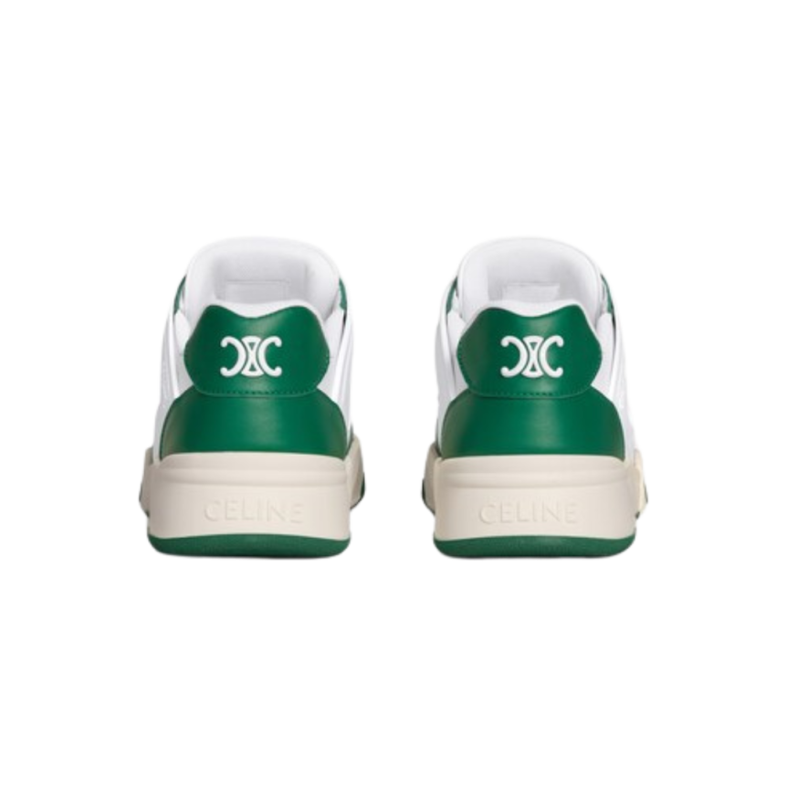 Sneaker basse CELINE Trainer CT09 cuir mesh blanc vert beige
