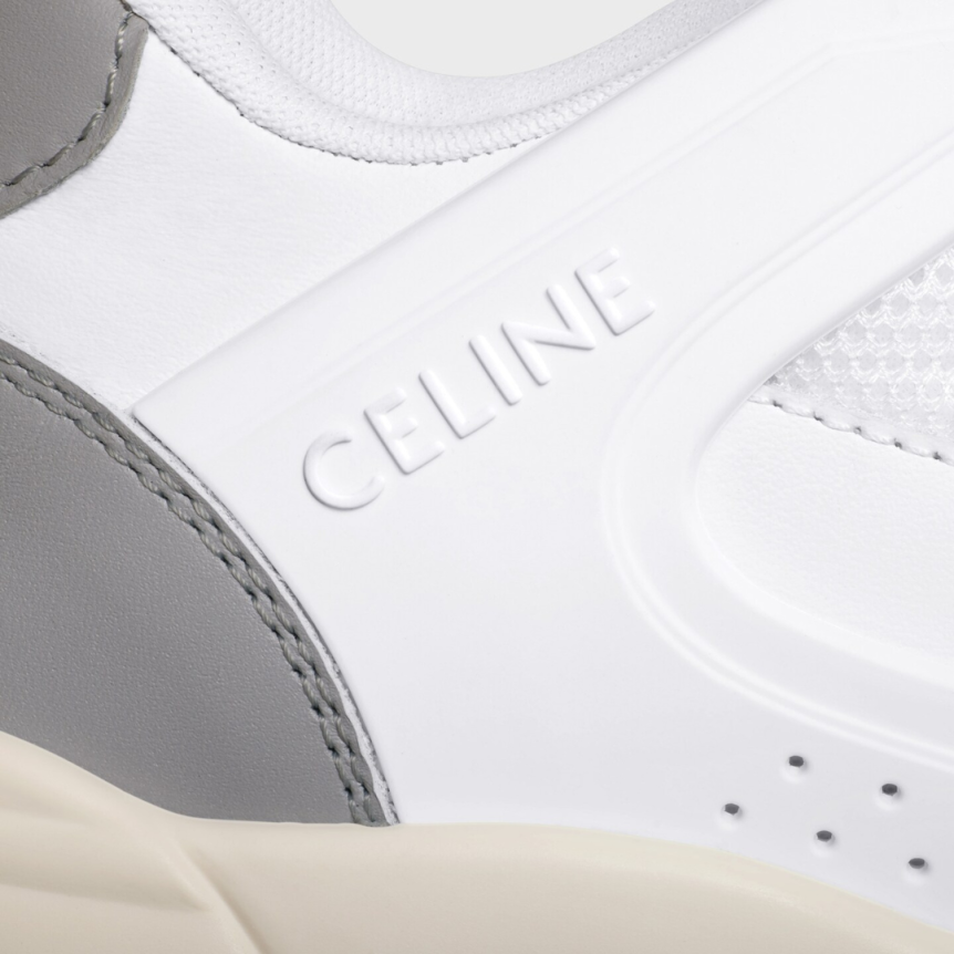 Sneaker basse CELINE Trainer CT09 cuir mesh blanc gris beige