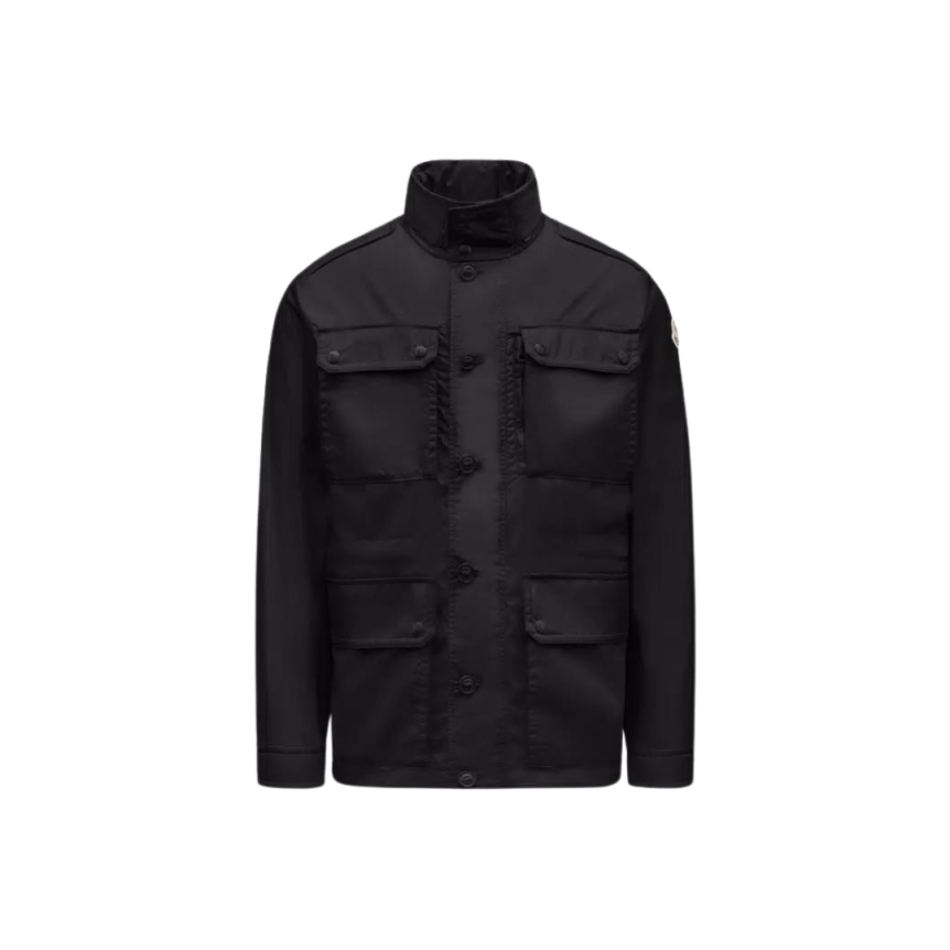 Veste Saharienne MONCLER Lez nylon noir poches capuche amovible