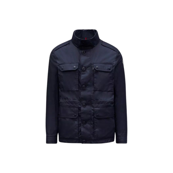 Veste Saharienne MONCLER Lez nylon bleu marine poches capuche amovible