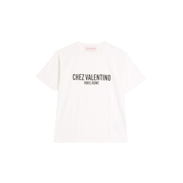 T-shirt VALENTINO col rond coton ivoire imprimé Chez Valentino