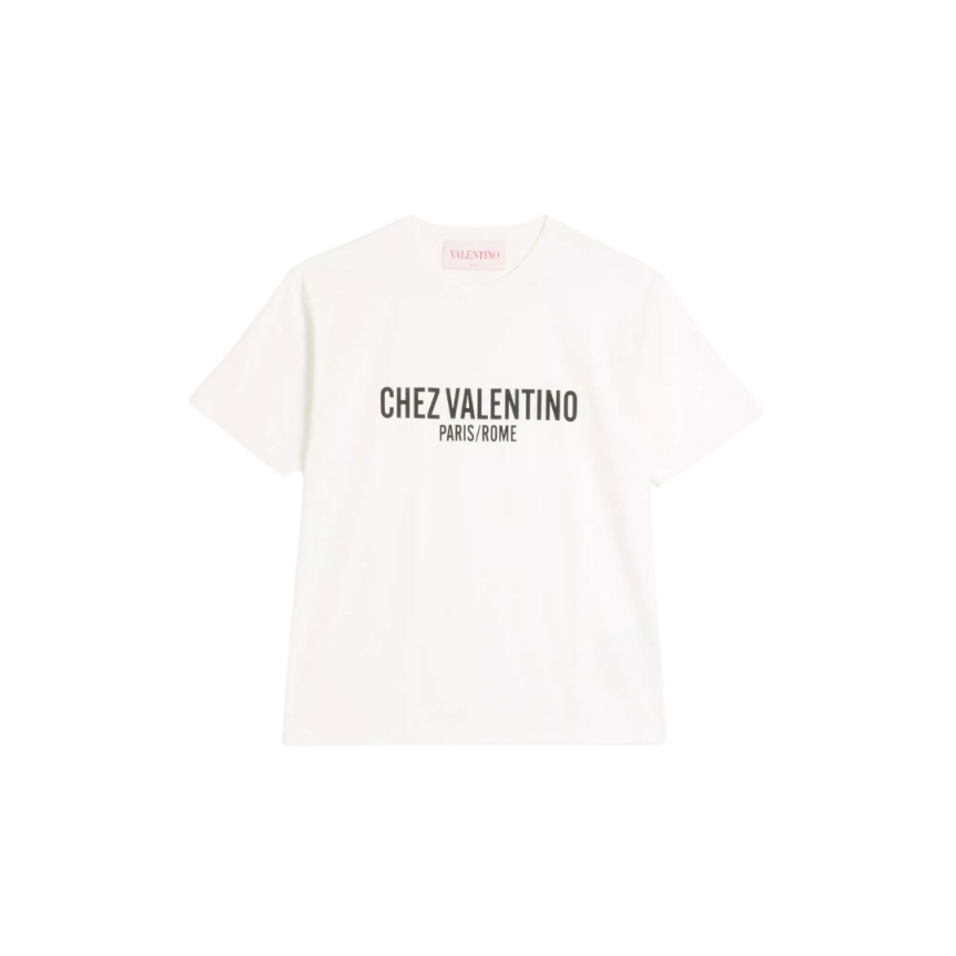 T-shirt VALENTINO col rond coton ivoire imprimé Chez Valentino