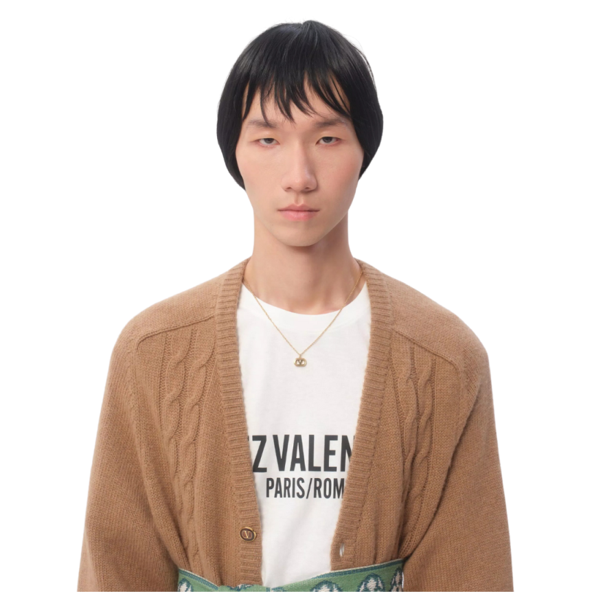 T-shirt VALENTINO col rond coton ivoire imprimé Chez Valentino