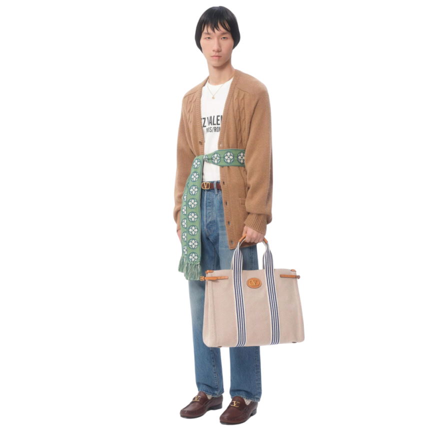 T-shirt VALENTINO col rond coton ivoire imprimé Chez Valentino