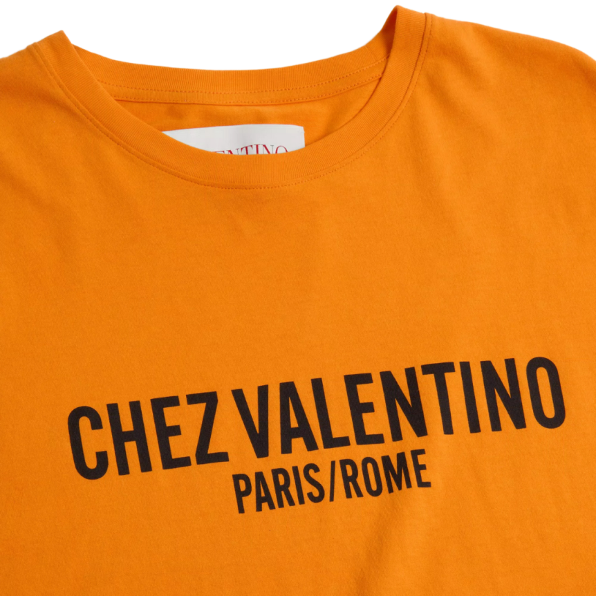 T-shirt VALENTINO col rond coton orange imprimé Chez Valentino
