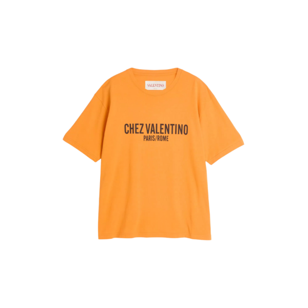 T-shirt VALENTINO col rond coton orange imprimé Chez Valentino