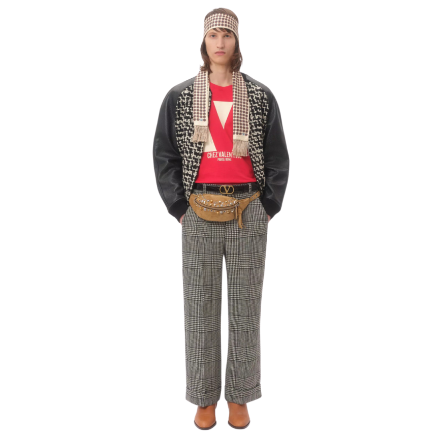 T-shirt VALENTINO col rond coton rouge imprimé V Chez Valentino