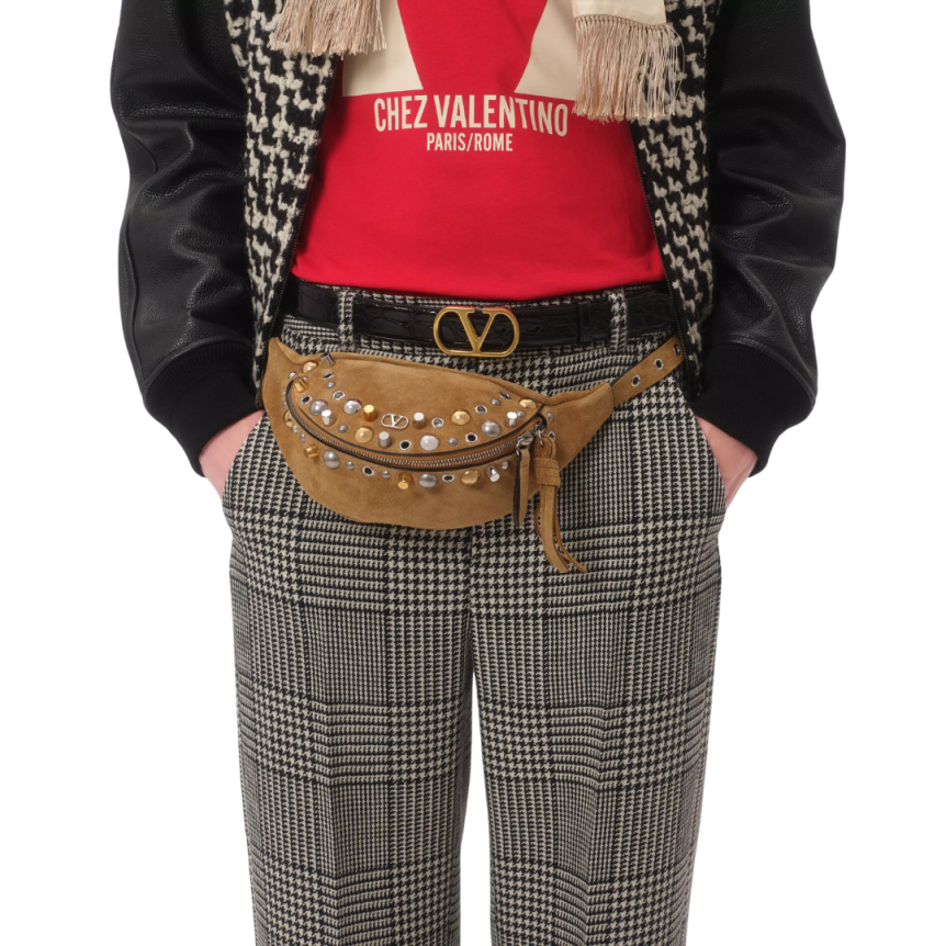 T-shirt VALENTINO col rond coton rouge imprimé V Chez Valentino