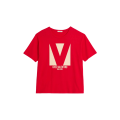 T-shirt col rond coton rouge imprimé V Chez Valentino