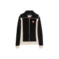 Sweat-shirt zippé cardigan velours noir écusson V