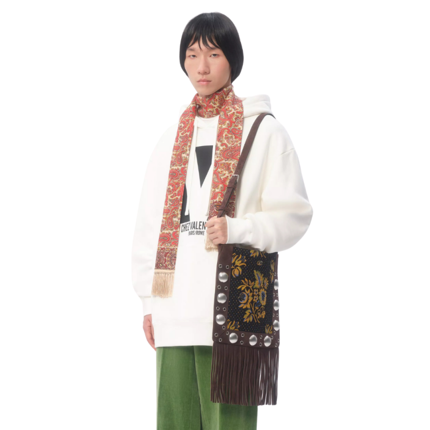 Sweat-shirt à capuche VALENTINO coton ivoire imprimé Chez Valentino