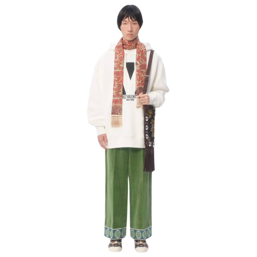 Sweat-shirt à capuche VALENTINO coton ivoire imprimé Chez Valentino