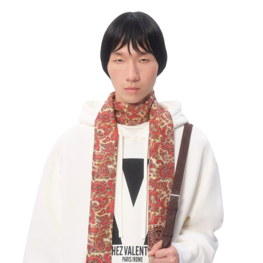 Sweat-shirt à capuche VALENTINO coton ivoire imprimé Chez Valentino