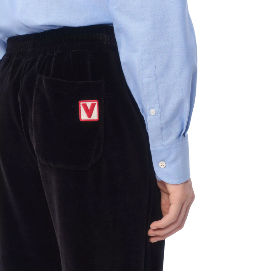 Pantalon de survêtement VALENTINO velours noir logo V