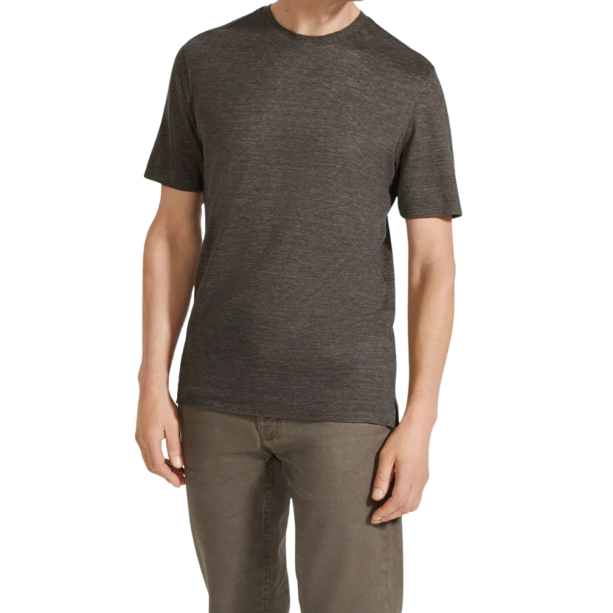 T-shirt ZEGNA Oasi col rond lin marron
