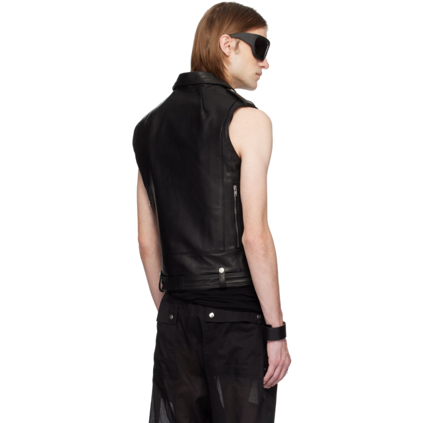 Blouson perfecto sans manche RICK OWENS Stooges cuir noir