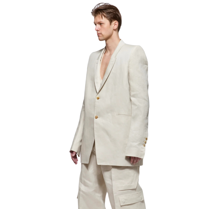 Veste oversize RICK OWENS manche longue Dirt Tailored lin écru