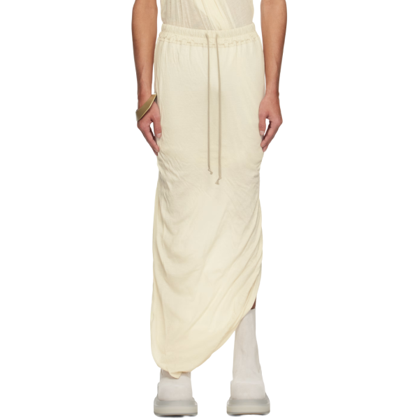 Jupe longue RICK OWENS coton bio écru Hollywood runway SS25