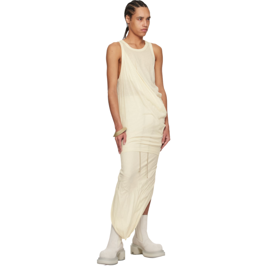 Jupe longue RICK OWENS coton bio écru Hollywood runway SS25