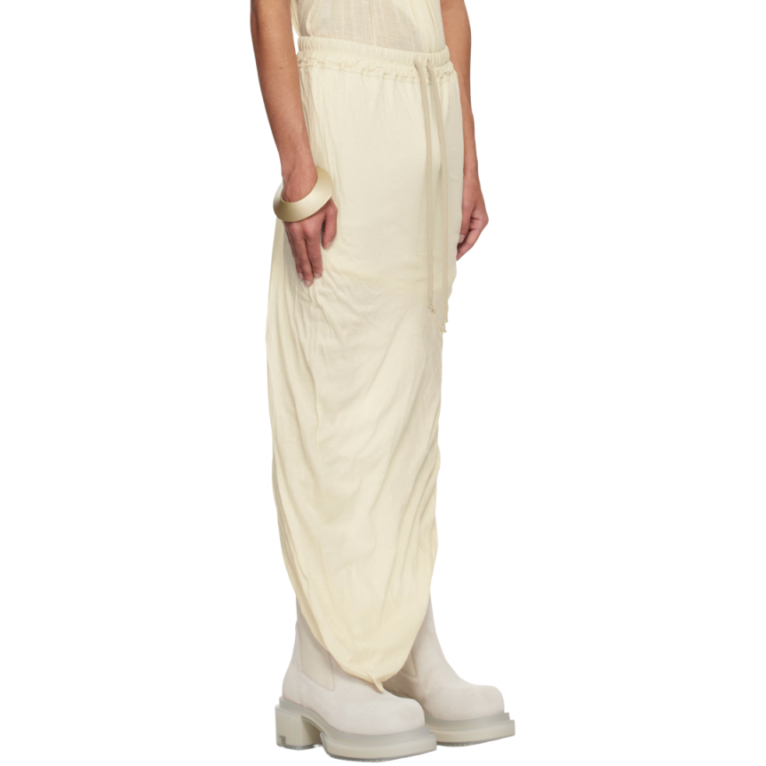 Jupe longue RICK OWENS coton bio écru Hollywood runway SS25