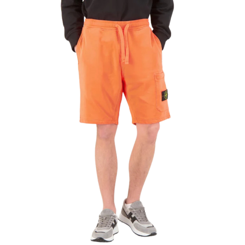 Short cargo STONE ISLAND coton orange papaye poches cordon taille élastique