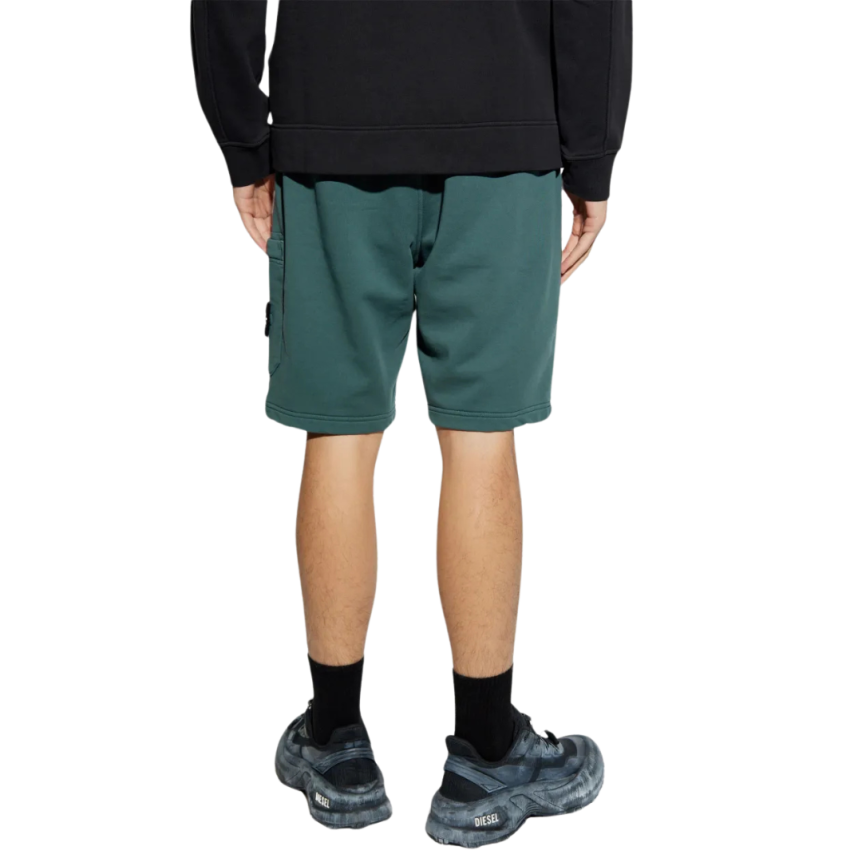 Short cargo STONE ISLAND coton bleu pétrole poches cordon taille élastique