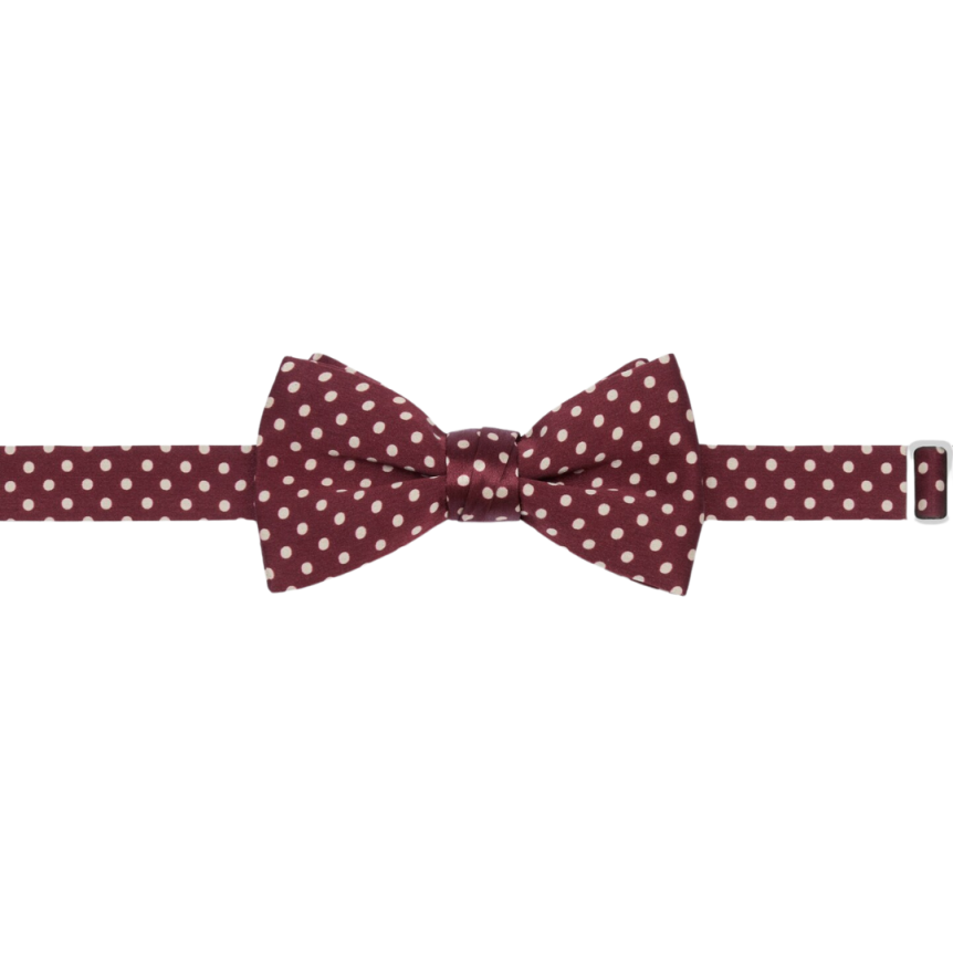 Nœud papillon CELINE satin soie bordeaux micro pois