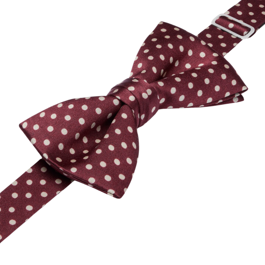 Nœud papillon CELINE satin soie bordeaux micro pois