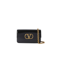 Petit sac porté épaule Vain cuir veau noir chainé dorée
